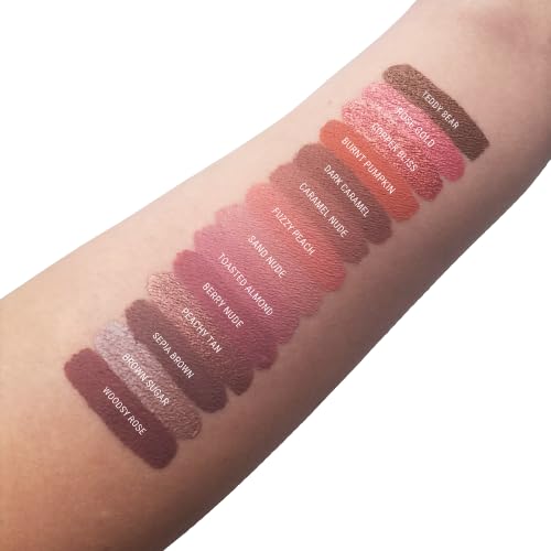 Aromi Peachy Tan Metallic Liquid Lipstick | Sepia Bronze Lip Color with Shimmery Finish, Vegan, Cruelty-free, Long-Lasting, Handmade (Peachy Tan)