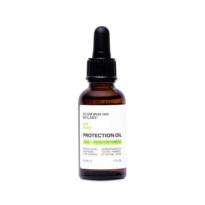 Scandinavian Biolabs Protection Oil | Enhances Shine, Heat Protection, Frizz Control, Deep Moisture, Smooths Split Ends, Silicone-Free, Fragrance-Free, 30 mL/ 1 Oz