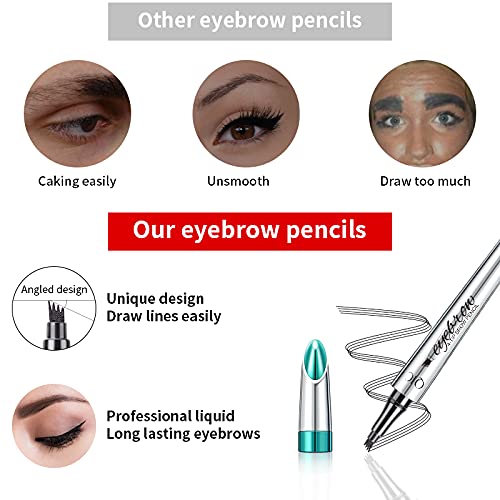 Microblading Eyebrow Pencil, Eyebrow Pen with an Upgrade Micro-Fork Tip Applicator, Waterproof Microblading Brow Pen,Last All Day, Brow Pencil for Natural Looking Brows Makeup (Dark Brown)