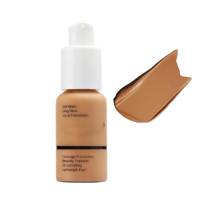 Foundation,Flawless Soft Matte Oil Control Liquid Foundation Full Coverage Face Makeup. (109# Mocha)