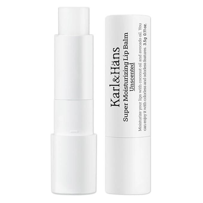 Karl&Hans Super Moisturizing Lip Balm - Unscented with Coconut & Avocado Oil for Lip Repair and Care, Soothes and Hydrates Dry Lips with Natural and Nourishing Formula - 1 Count