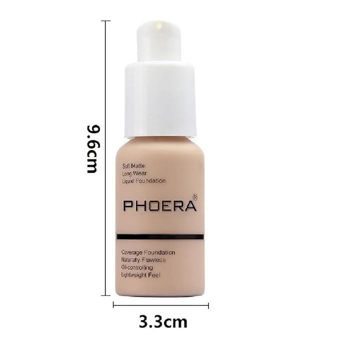 2Pack PHOERA Foundation,Full Coverage Foundation, Concealer Foundation Full Coverage Flawless New 30ml PHOERA 24HR Matte Oil Control Concealer(108 - Tan)