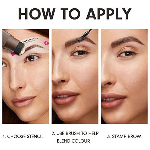 Eyebrow Stamp Stencil Kit - 24PCS Eyebrow Stencils for Perfect Brow, Eyebrow Stamp Long-lasting Waterproof & Smudge-Proof, Eyebrow Kit with Eyebrow Brush for Thin & Thick Brow (Black Brown)