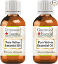 Greenwood Essential Pure Vetiver Essential Oil (Vetiveria zizanoides) Steam Distilled (Pack of Two) 5ml X 2 (0.33 oz)
