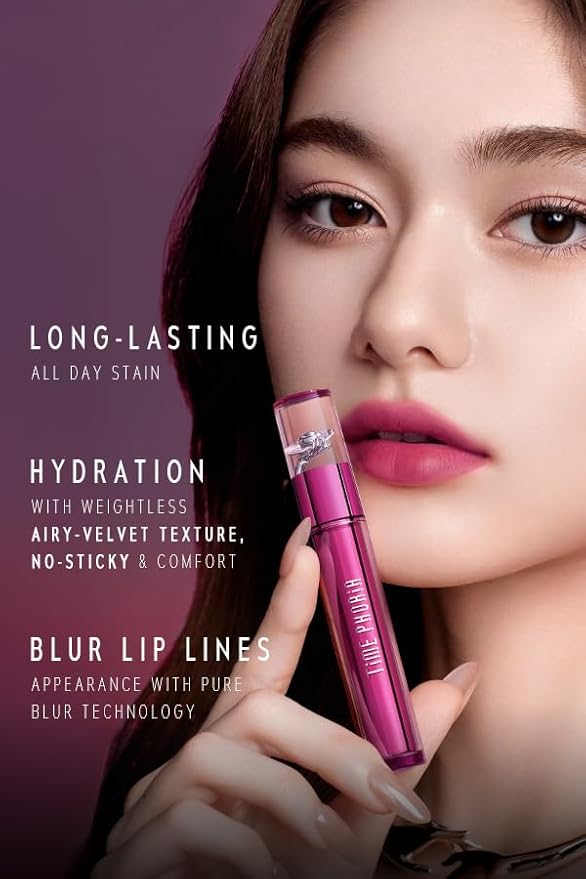 Blurring Lip Tint - Shine Lip Gloss to Soft Blurry Lip Matte Finish, Long-Lasting Lip Stain, Smooth and Blur lip lines, Weightless Watery-Velvet Feel, Hydrating & Non-Sticky (011 QUIVER)