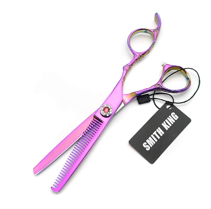 Professional Hair Cutting Scissors Set with Razor Comb Case,Hair cutting shears Hair Thinning shears with rose handle (5.5 inches)