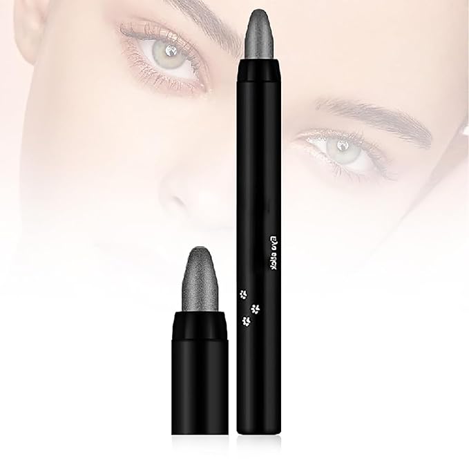 Eyeshadow Shimmer Stick, 16 Color Highlighter Eyeshadows Pencil Waterproof Glitter Eye Shadow Eyeliner Pen, Waterproof Eyeshadows Shimmer Stick Long Lasting Brightener Eyeshadow (03 Black)