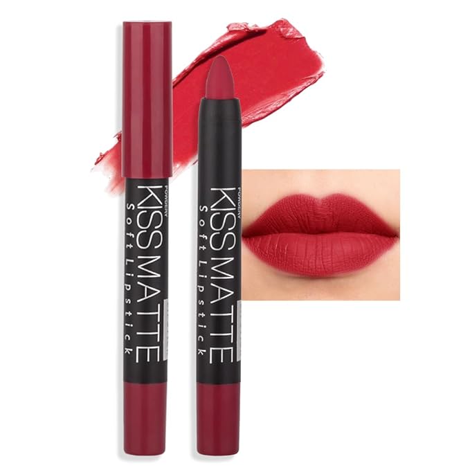 evpct 1Pcs Red Matte Lipstick and Lip Crayon Liner Pencil Pen Set for Women Lip Stain Long Lasting Waterproof labiales mate magicos 24 horas originales pintalabios permanente 24 horas 13