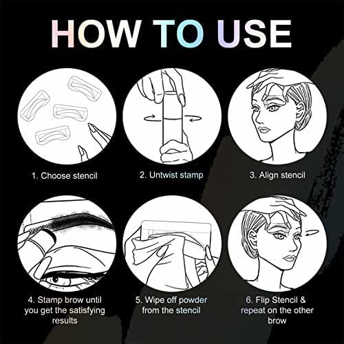 Eyebrow Stamp Stencil Kit - 24PCS Eyebrow Stencils for Perfect Brow, Eyebrow Stamp Long-lasting Waterproof & Smudge-Proof, Eyebrow Kit with Eyebrow Brush for Thin & Thick Brow (Dark Brown)