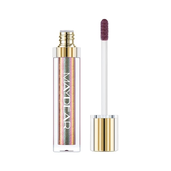Maydear Chameleon Lipstick, High Pigmented Green Lipstick for Women Metallic Shine Lip Gloss, Full-Coverage Multichrome Long Lasting Rainbow Lip Makeup, Fuchsia Green