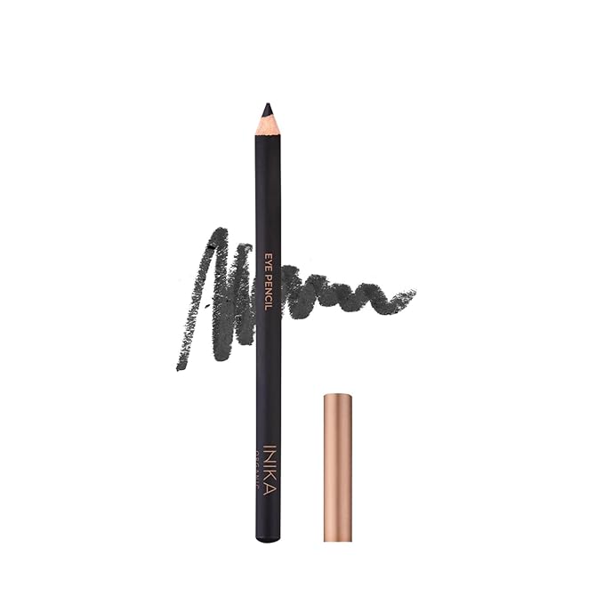 INIKA Organic Hypoallergenic Vegan Eye Pencil | Long-Lasting, Water-Resistant Makeup, Richly Pigmented, Vit E + Coconut Oil, Gentle for Sensitive Eyes, Cruelty-Free & Sustainable Packaging. BLACK