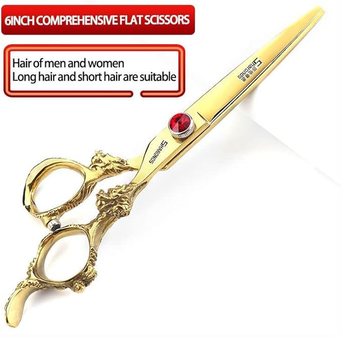 6 inch /7 inch salon professional salon scissors salon hairdresser hair cutting hairstyle pruning tools Japan 440c high hardness stainless steel golden (6 inch 4pcs)
