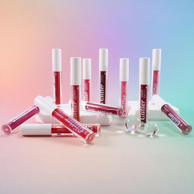 Rose Pink Metallic Lipstick for Women,Lightweight Glitter Sparkling Liquid Lipsticks,Shimmer Lip Gloss Stain Long Lasting Waterproof Smudge Proof Non-Drying 24 Hour Full Coverage Lip Makeup,Vegan