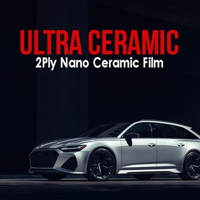 United Ultra Ceramic Window Tint 2PLY Nano Ceramic Film 5% 20Inch (Width) x 100Feet/Roll with High Heat Rejection 80-95% IRR - Car Window Tint Blocks UV/IR Rays Color Stability Adhesive Film