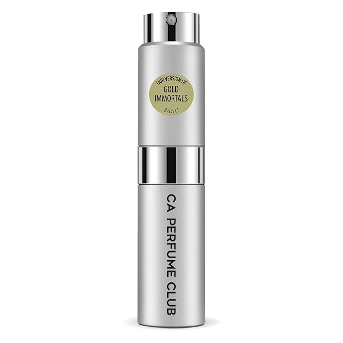 CA Perfume Impression of Gold Immortals for Women and Men Amber Floral Scent Long Lasting Unisex Fragrance Eau De Parfum Travel Size Refillable Atomizer Spray 0.27 Fl Oz 8ml