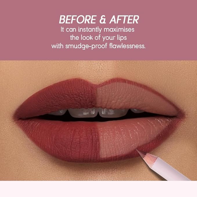 USHAS Lipstick and Lip Liner Combo Set 2 in 1 Waterproof Lipstick and 24H Lip liner Set Long Lasting Lipsticks for Women, Matte Lipstick Pen with Lip Liner Makeup Kits Set
