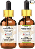 Greenwood Essential Pure Green Tea Oil (Camellia sinensis) with Two Glass Droppers Cold Pressed (Pack of Two) 15ml X 2 (1 oz)