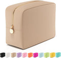 Embla Makeup Bag Travel Cosmetics Pouch and Toiletry Bag, Nylon Zipper Pouch Purse, Cute Make Up Organizer Storage Tote for Women Girls, Waterproof Travel Skincare Case, Large Makeup Bags, Sand