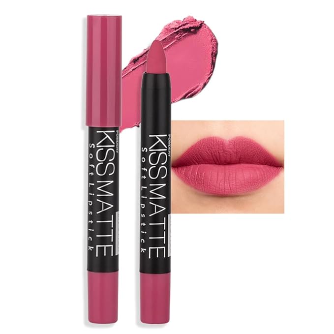 evpct 1Pcs Baby Mauve Pink Matte Lipstick and Lip Crayon Liner Pencil Set for Women Lip Stain Long Lasting Waterproof labiales mate magicos 24 horas originales pintalabios permanente 24 horas 16