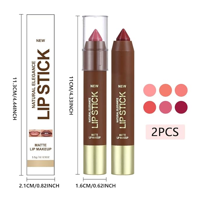 2Pcs Matte Lipstick Crayon Set for Women, 24 Hour Mauve Cherry Red Lipstick Lip Liner Pencil Long Lasting Waterproof Smudge Proof, Neutral lip liner marker Easy Application Full Coverage