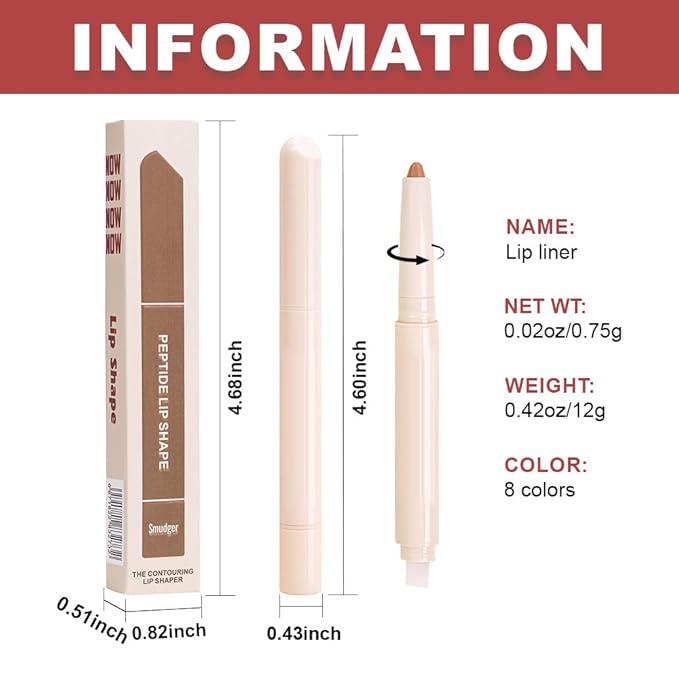 SUAKE Plump Matt Lipstick Lipliner Pencil Pack,Waterproof Crayon with Silicone Smudger for Define Contours & Sculpting Lip, Longwear Moisture Smooth Creamy Formula for Lip Makeup (03# Bend)