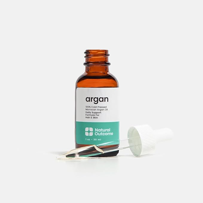 natural outcome Argan Oil 100% Pure Moroccan Cold-Pressed Face, Body and Hair Lightweight Oil for Moisturizing, Hydrating & Skin Nourishment, 1 oz