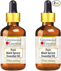 Greenwood Essential Pure Black Spruce Essential Oil (Picea Mariana) with Two Glass Droppers Steam Distilled (Pack of Two) 5ml X 2 (0.33 oz)