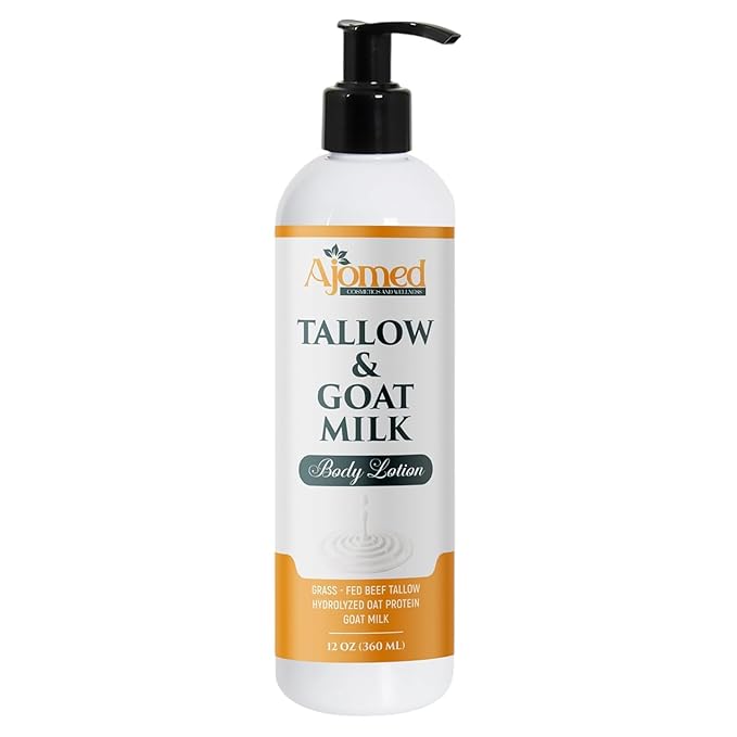 Tallow & Goat Milk Body Lotion for Sensitive Skin, Organic moisturizing Lotion - Soothes Dry skin, Goat Milk face and body Moisturizer - Handmade Tallow for skin cream (12 OZ, Frankincense)
