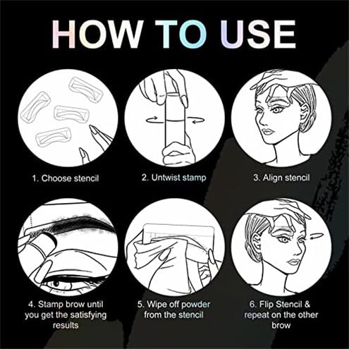 Eyebrow Stamp Stencil Kit - 24PCS Eyebrow Stencils for Perfect Brow, Eyebrow Stamp Long-lasting Waterproof & Smudge-Proof, Eyebrow Kit with Eyebrow Brush for Thin & Thick Brow (Dark Black)