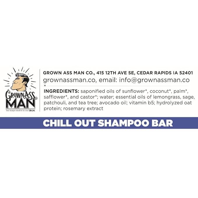 Grown Ass Man Co. - Solid Shampoo Bar Rich Lather 3 in 1: Hair, Beard & Body Wash - Plastic Free & Eco-Friendly, Natural & Organic Clean for All Hair Types, 4oz Bar (Variety, 6-Pack)