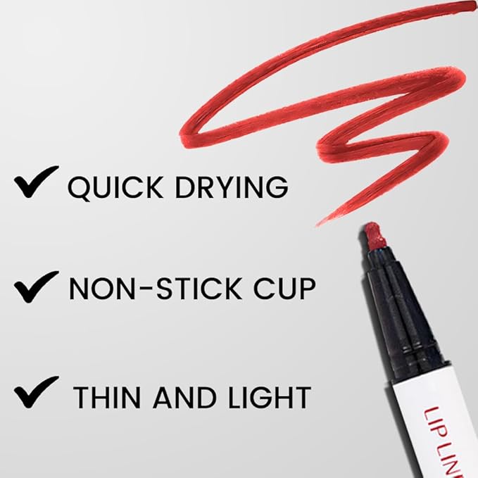Kaely Dark Red Longwear Liquid Lip Liner Waterproof, 24 Hour Long Lasting Lip Liner Stain Marker Pen, 2-in-1 Matte Semi Permanent Lipliner & Lipstick, Vegan & Cruelty-Free, 01