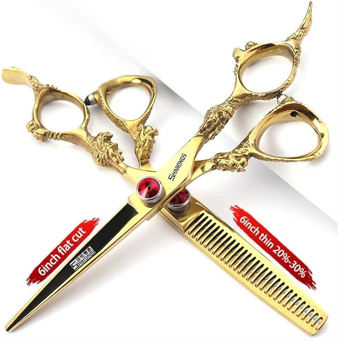 5.5/6 /7 Inch Purple Dragon Knight Professional Japanese Hair Scissors Barber Scissors Set (6 inch 4pc)