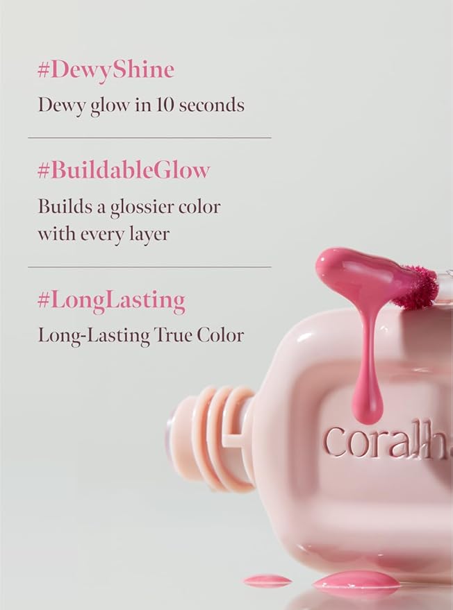 Dew Drop Tint #203 Bubbly 4.5g, Glossy, Lightweight Lip Stain, Glass-Like, High Shine, Moisturizing Lip Oil, Long Lasting Color, Hydrating Gloss, Dewy Finish, Korean Beauty Makeup