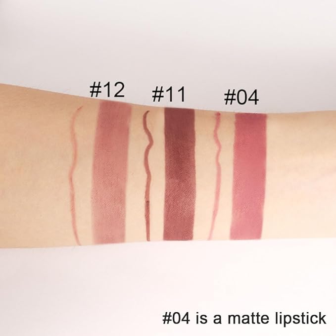 Kaely 2-in-1 Nude Brown Lip Liner & Lipstick Set Kit for Women, Matte Lips Kit with Lip Liner Lip Stains Long Lasting Waterproof 24 Hour Lipstick and Lip Liners Combo Lipliners Pencil Set 12