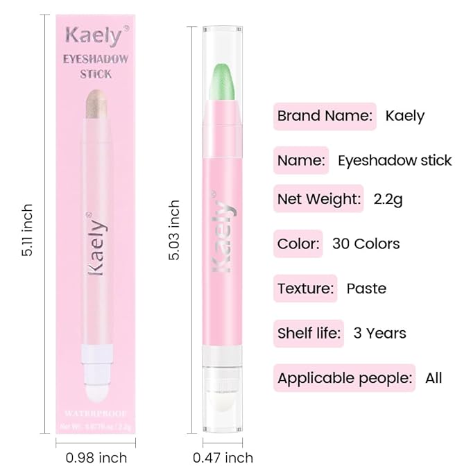 evpct 2Pcs Cream Eye Shadow Brightener Sticks Set for Eyes Waterproof, Sky Blue & Greenish Cyan Shimmer Cream Eyeshadow Applicator Stick Pigmented Eye Makeup sombras en crema para ojos 10+12