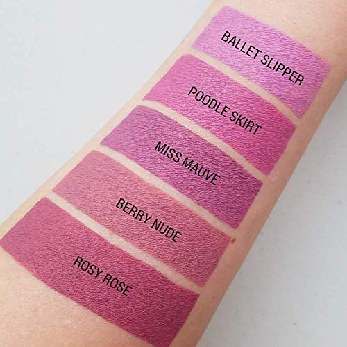 Aromi Matte Liquid Lipstick | Long Wear, Smudge Proof, Medium Pink Lip Color, Vegan, Waterproof, Day to Night, Velvety Finish (Poodle Skirt)