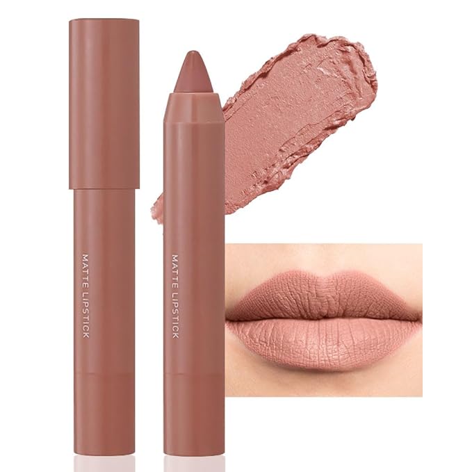 BINGBRUSH Crayon Matte Longwear Lipstick Pack Set,Moisture Smooth Color Stick Ultimate Lip Crayon for Makeup Collection - Waterproof Velvet Lipgloss (02#, 1 Count (Pack of 1))