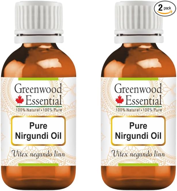 Greenwood Essential Pure Nirgundi Oil (Vitex negundo Linn) (Pack of Two) 30ml X 2 (2 oz)