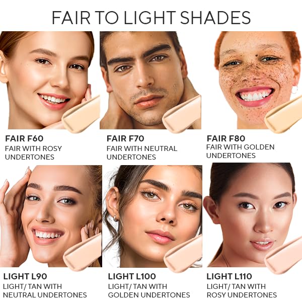 MIRABELLA - Invincible for All HD Liquid Foundation, Moisturizing Face Products for All Skin Types, Full-Coverage Lightweight Foundation Makeup, Moisturizing & Hydrating Beauty Care, Fair F60