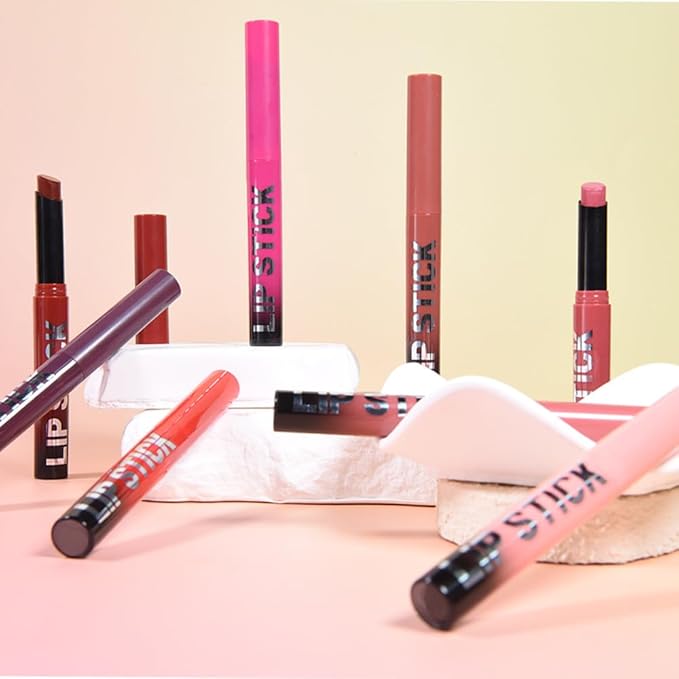 Dark Red Matte Lipstick for Women, Long Lasting Waterproof Transfer-Proof Vegan, 24 Hours Moisturizing Glossy Shine Lip Gloss, Lipstick Palette Beauty Products Makeup All-Day Formula A04#