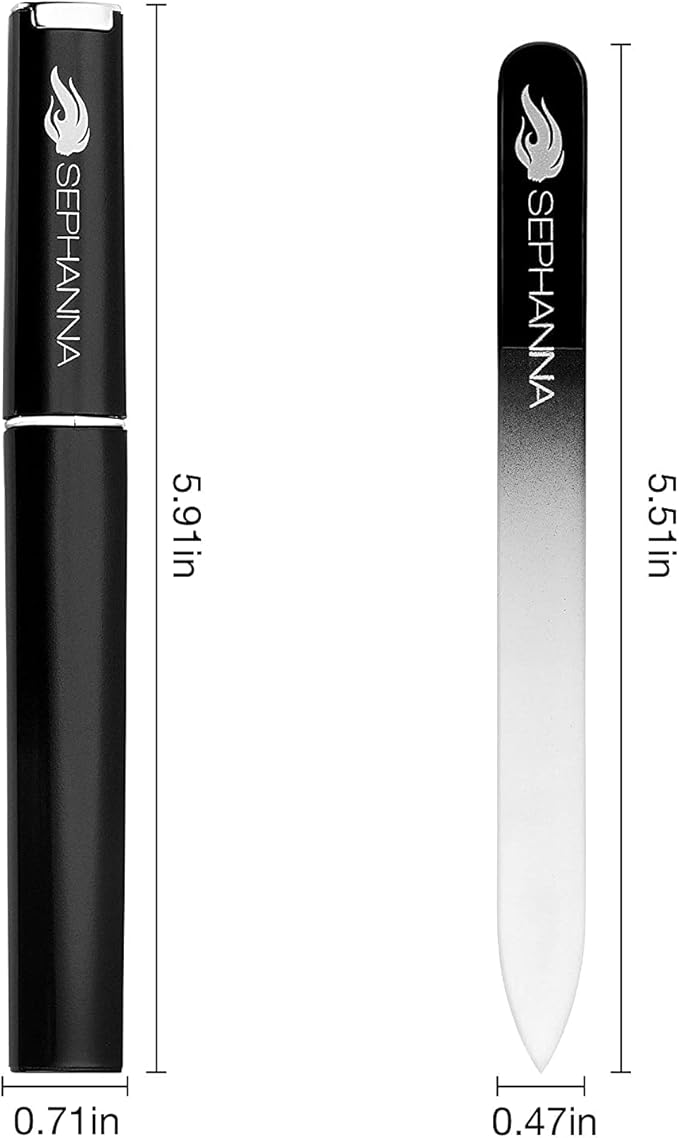 Crystal Glass Nail File with Case Pack 6, Professional Nail Files, Czech Glass Nail File Double Sided Glass Fingernail Files for Natural & Acrylic Nail Care, Nail Tool Home & Saloon Travel Friendly