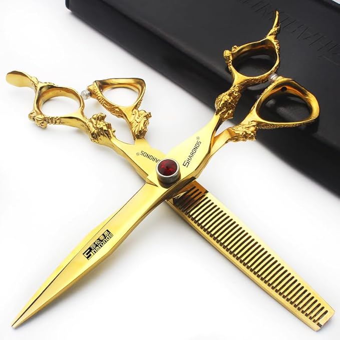 Hairdressing Scissors 6/7/8/9 Professional and Efficient Scissors (7-Inch 2-Piece Set-B)