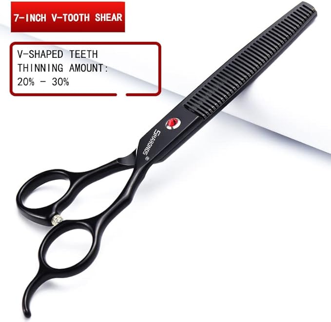 SHARONDS 6/7 Inch Professional 440C Hair Cutting Scissor Salon Hairdressing Thinning Shears Perfect for Barber and Home Use (7 in 2pc)