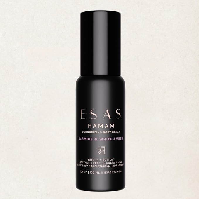 ESAS NYC Jasmine & White Amber Hamam Organic Deodorant Body Spray 3.4 oz