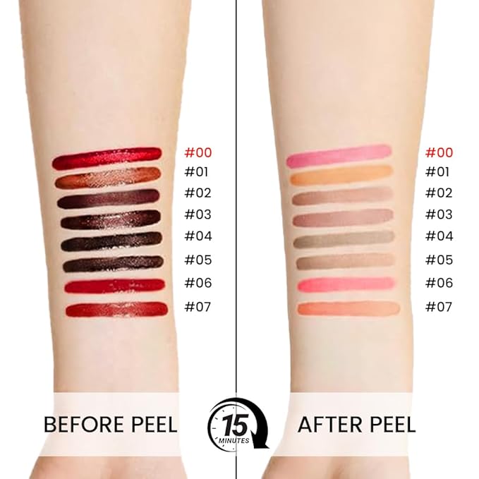 Delicate Pink Liquid Matte Lip Liner Stain Peel Off with Tweezer, Long Lasting, Waterproof Matte Lipstick Lip Gloss Tattoo for Women, Transfer-prof Lip Tint Makeup for All Skin Types 00#