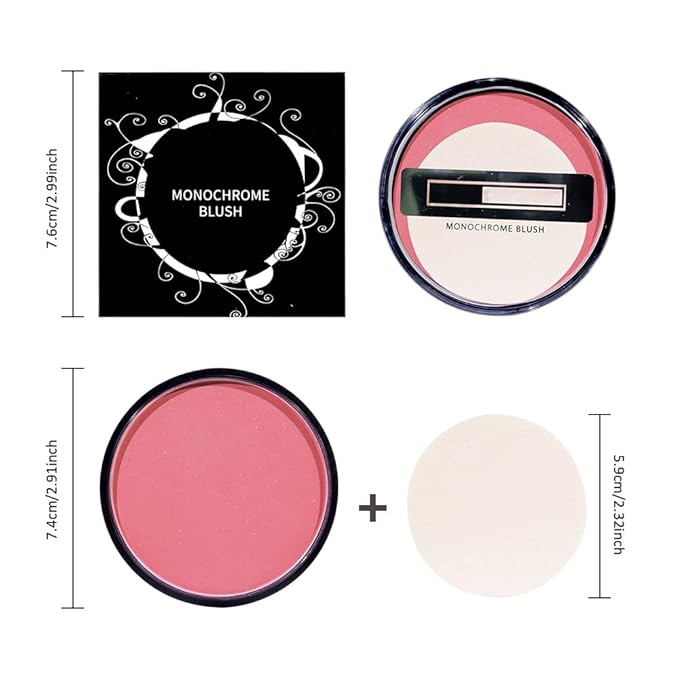Natural Single Matte for Face Cheeks Blush with Makeup Powder Puff, Warm Orange Red Monochrome Blush Cream Powder Makeup Palette Blushes Long-lasting Blendable Foundation for Women Every Day 04
