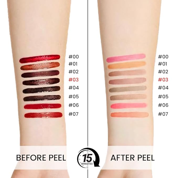 3Pcs Matte Lip Stain Peel Off Lip liner with Tweezer, Peel Off Lip Stain, Long Lasting Waterproof Lipstick Lip Gloss Tattoo, Transfer-proof for All Skin Types (0.36 fl oz-02#+03#+05#)