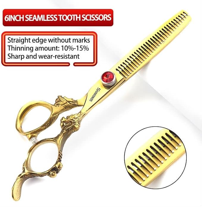 6 inch /7 inch salon professional salon scissors salon hairdresser hair cutting hairstyle pruning tools Japan 440c high hardness stainless steel golden (6 inch 4pcs)