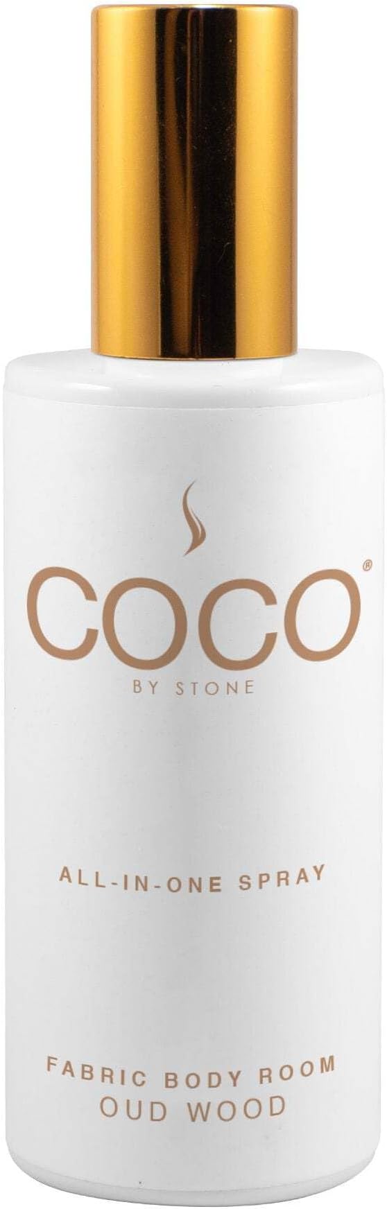 COCO by Stone 5oz All-in-One Spray (Oud Wood) Shake & Spray Formula for Fabric, Pillows, Interiors, Clothing, Home Fragrance Accessories, Room Perfume, Room Deodorizer, Vegan & Cruelty-Free