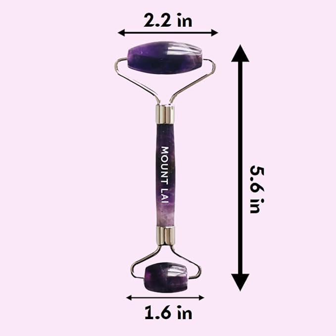 Mount Lai De-Puffing Amethyst Face Roller – The Stone of Tranquility, Facial Massager to Soothe, Calm & De-Puff Sensitive Skin, A Self-Care Ritual for Radiance